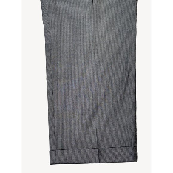 JoS. A. Banks Pants Mens 36 Reg Pinstripe Gunmetal Grey Pleats Wool Dress Work - Picture 5 of 16